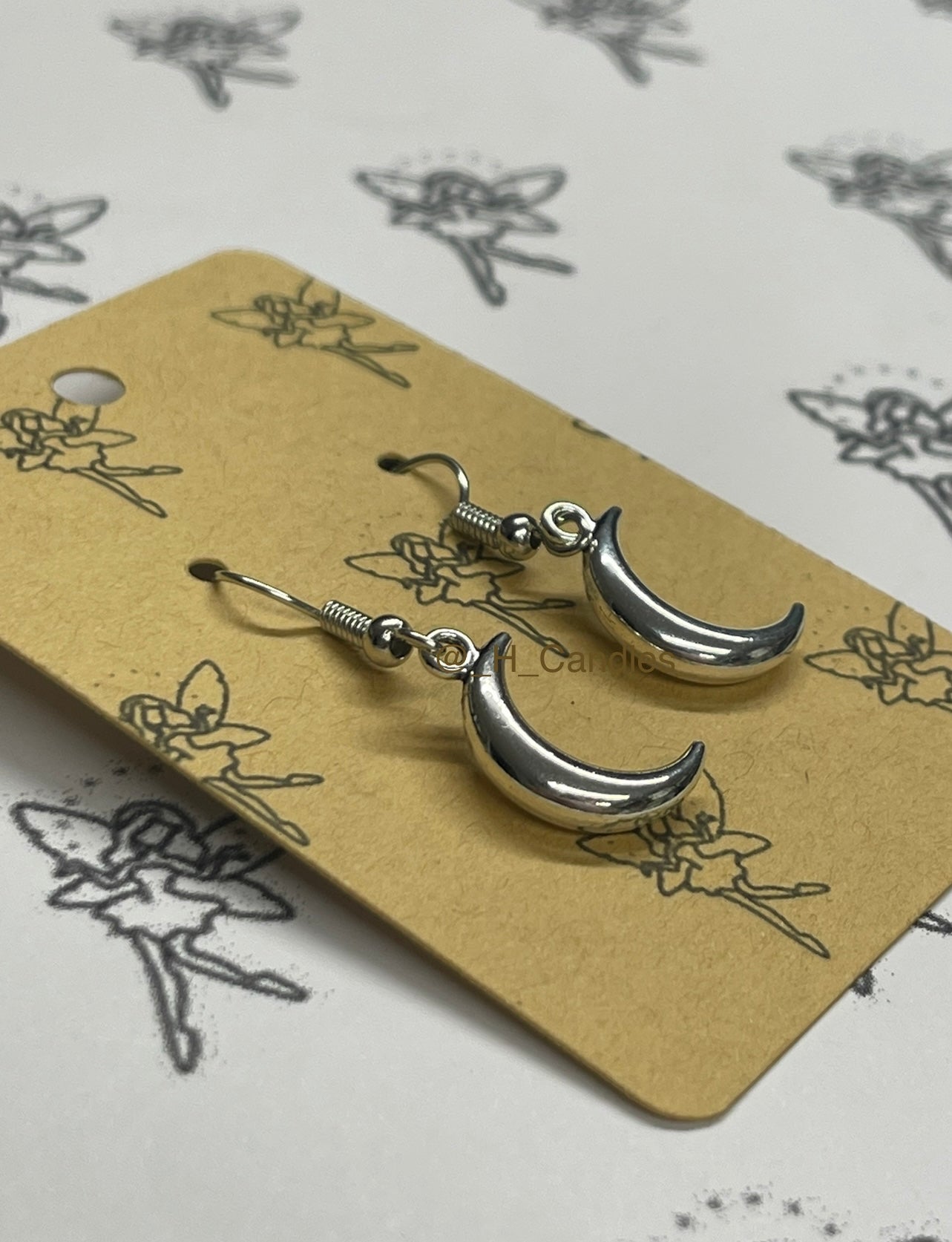 Crescent moon hook earrings