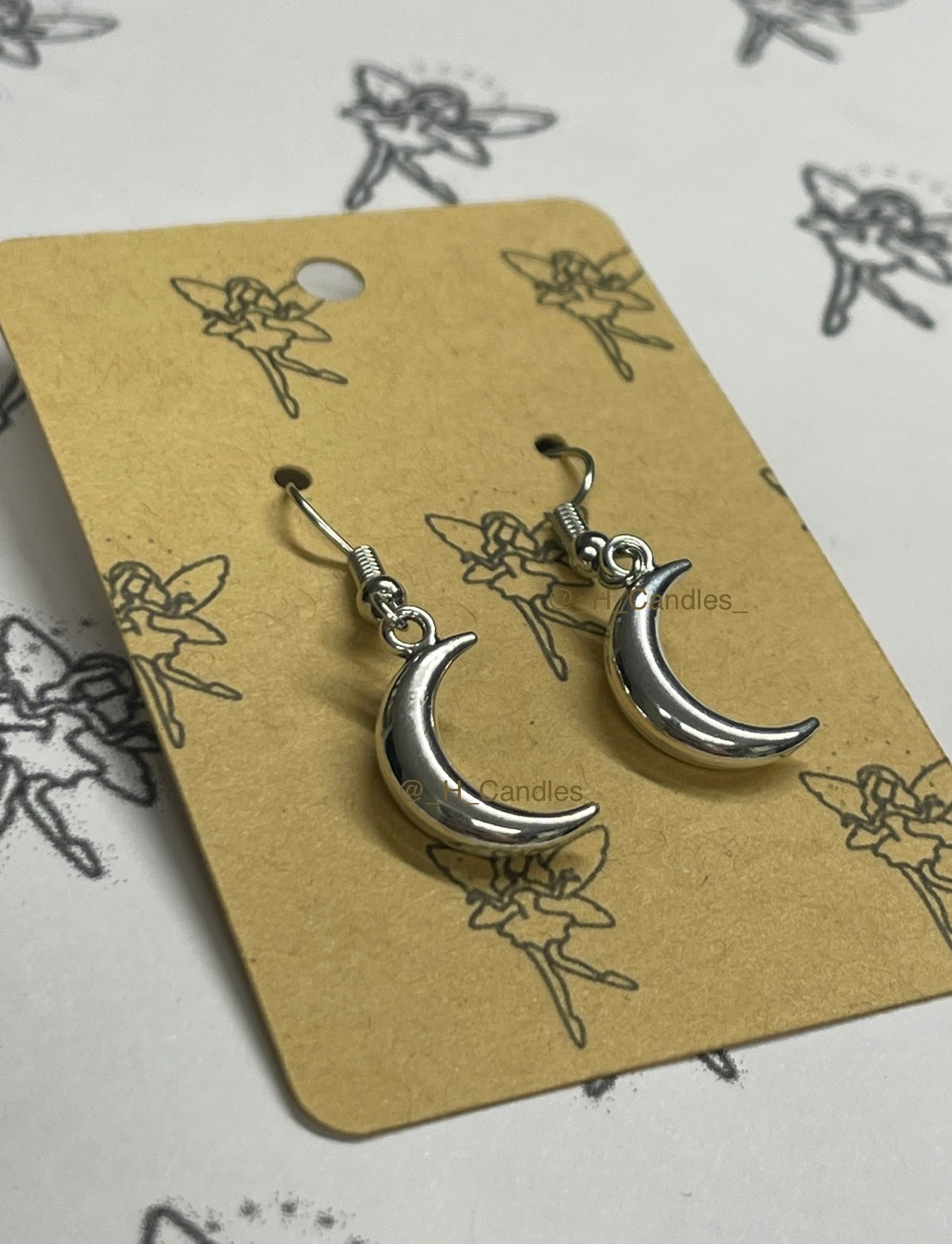 Crescent moon hook earrings