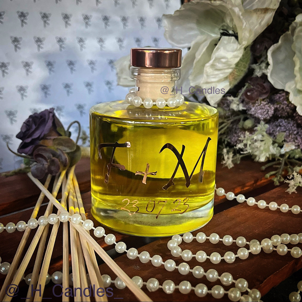Couple initials - Glass bottle stylish reed diffuser gift