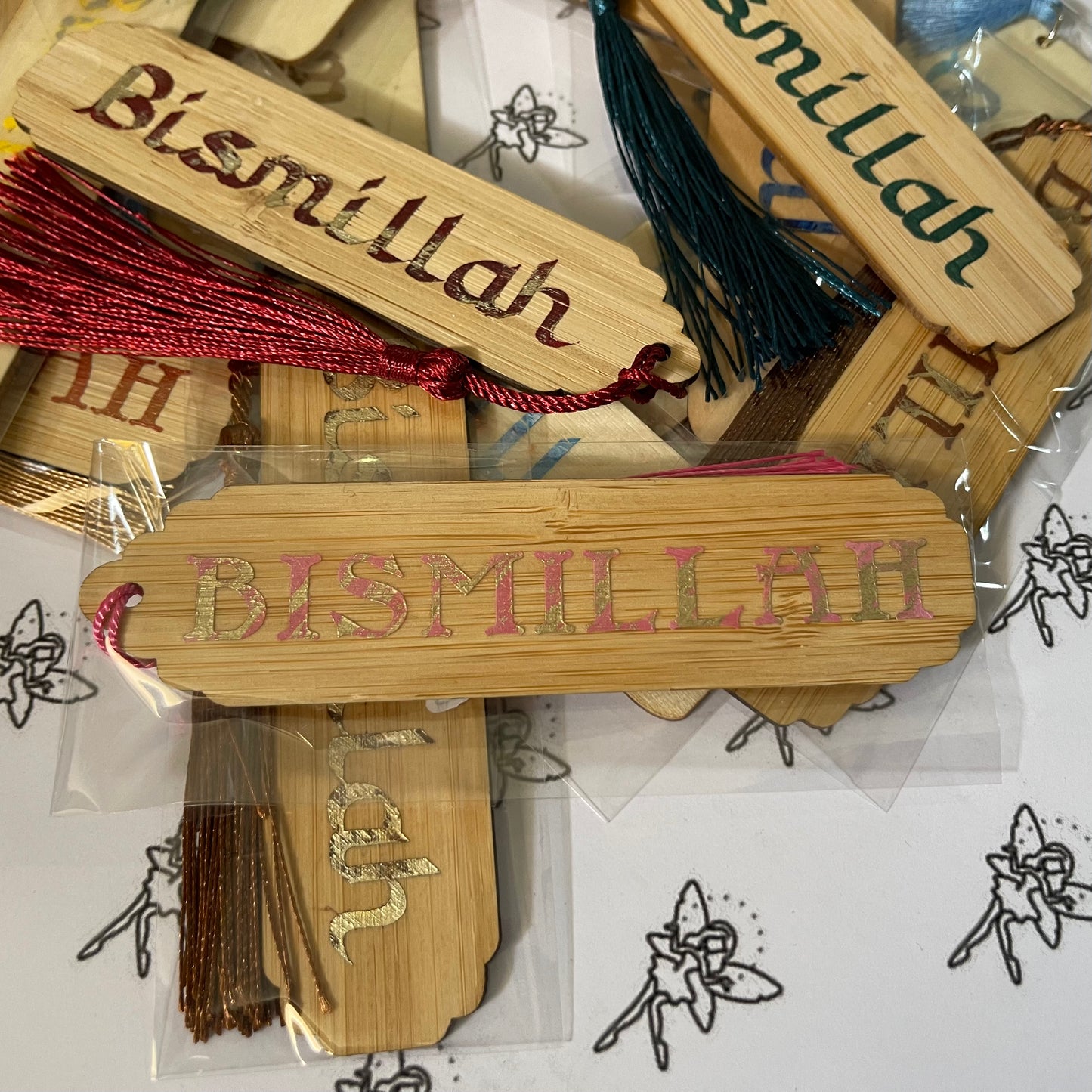 ‘Bismillah’ Hand painted bookmark